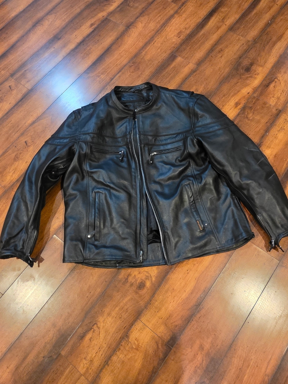 Men's Black Leather Zip-Up Jacket